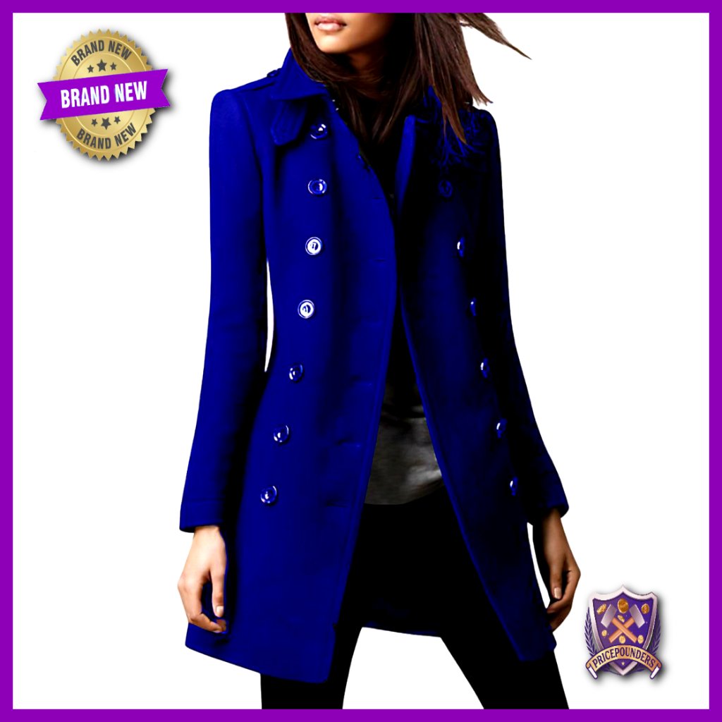 Double Breasted Wool Pea Coat Elegant Trench Style Winter Coat Women's